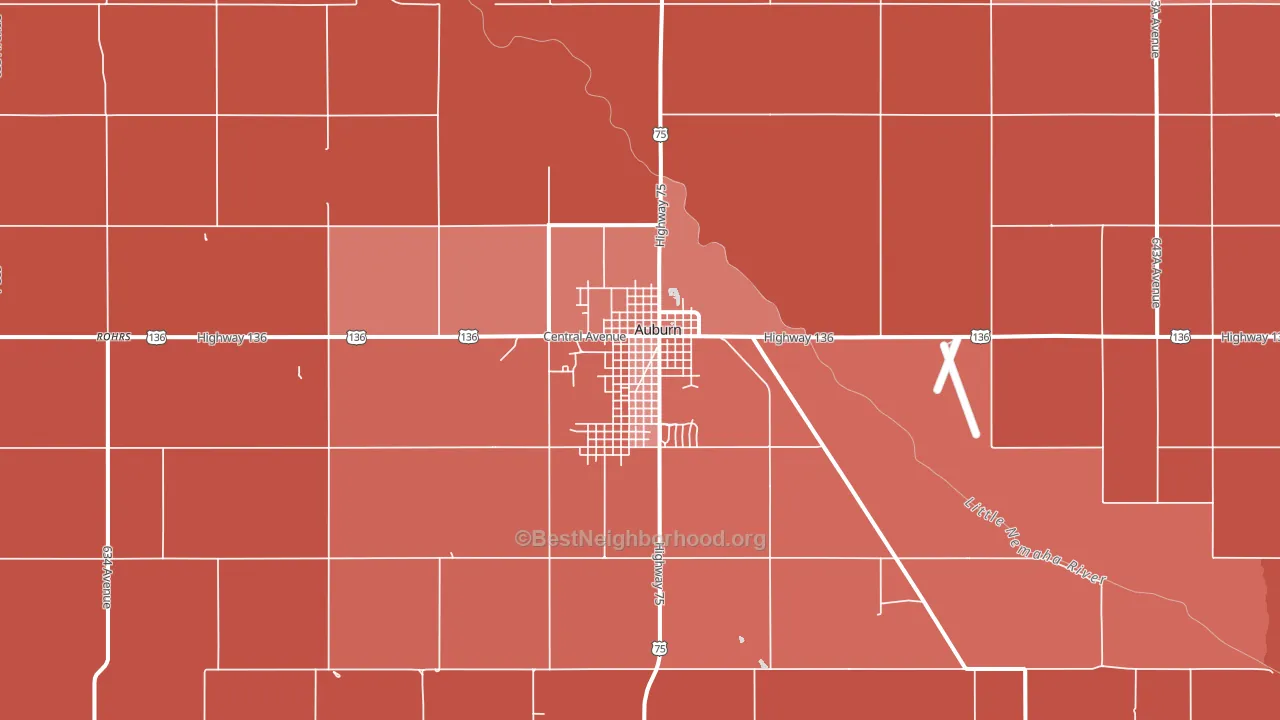 Auburn, NE block-group political-lean map