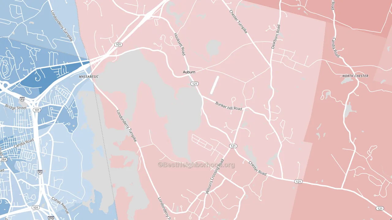 Auburn, NH block-group political-lean map