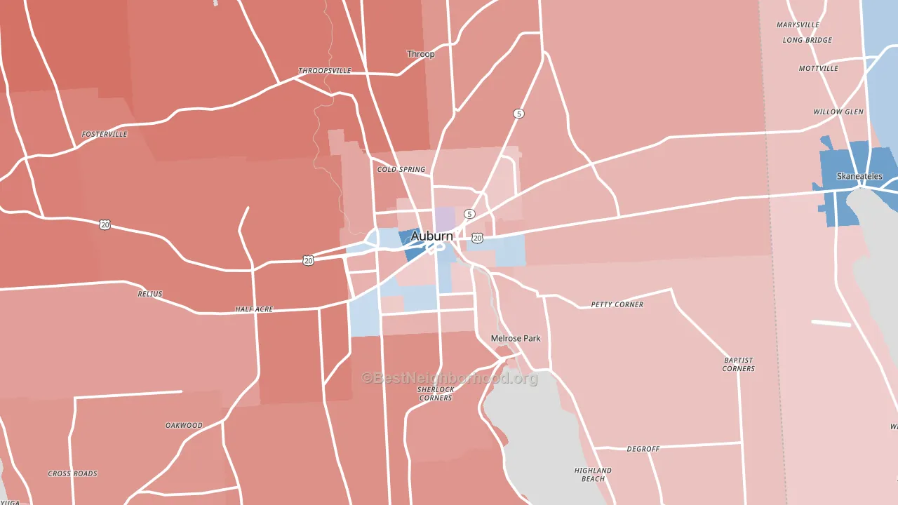 Auburn, NY block-group political-lean map