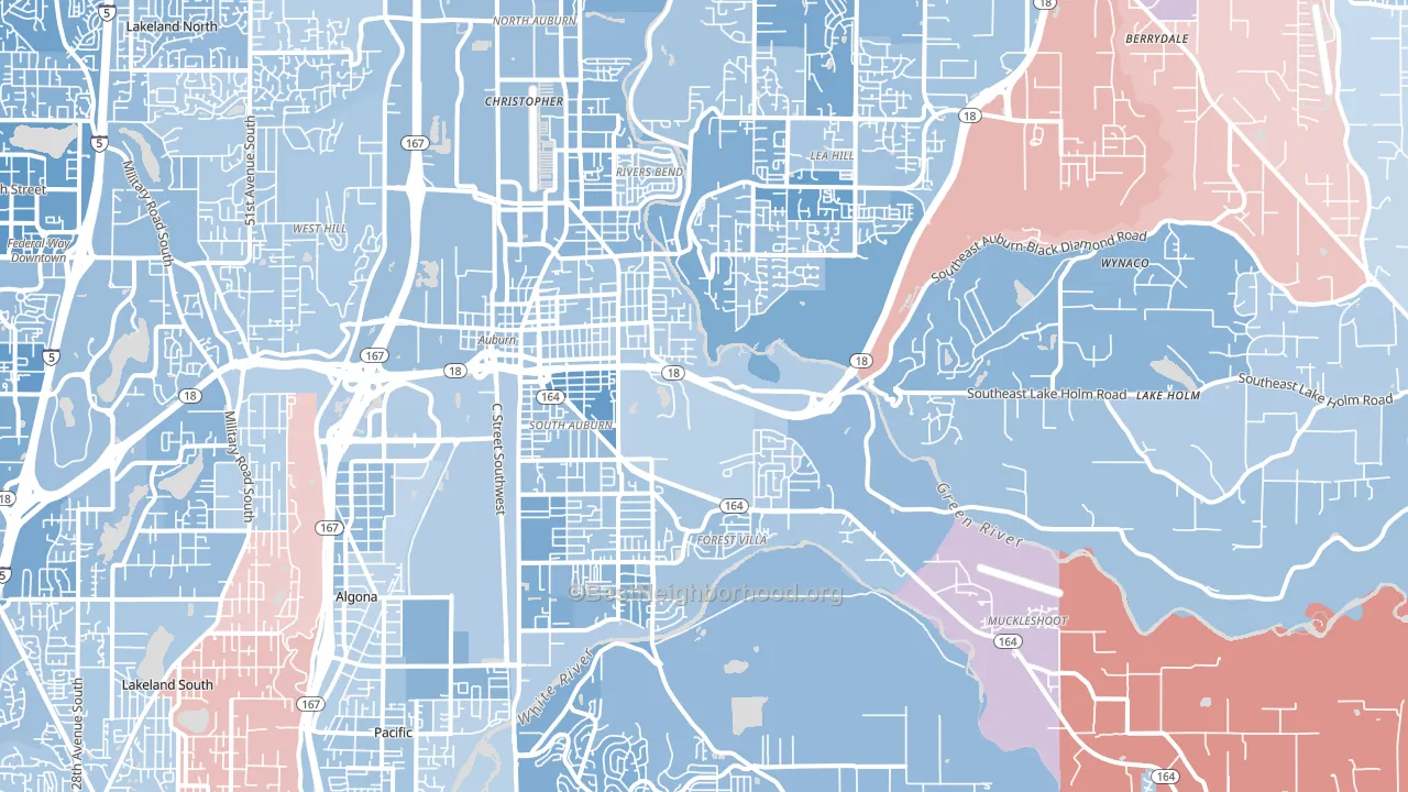 Auburn, WA block-group political-lean map