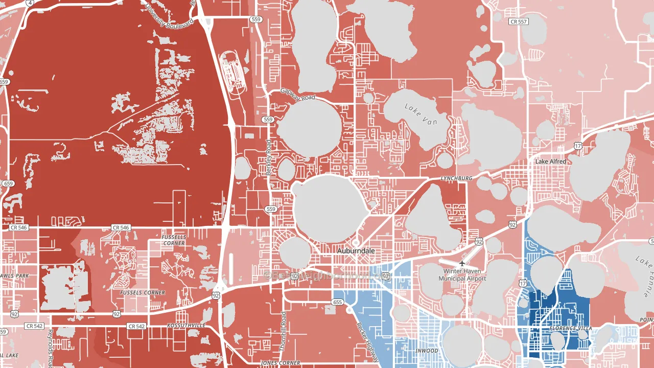 Auburndale, FL block-group political-lean map