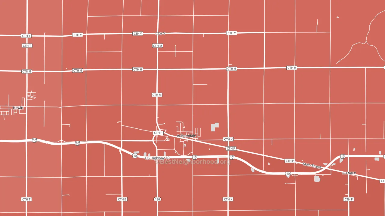 Auburndale, WI block-group political-lean map