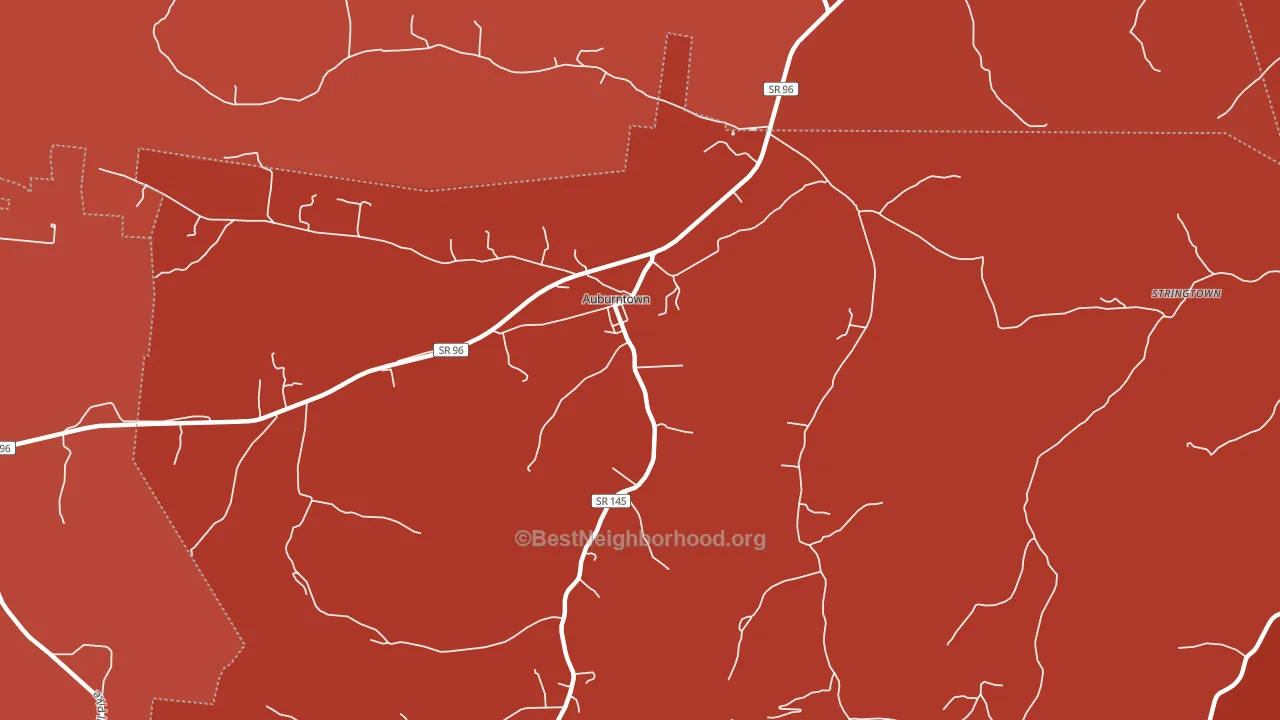 Auburntown, TN block-group political-lean map