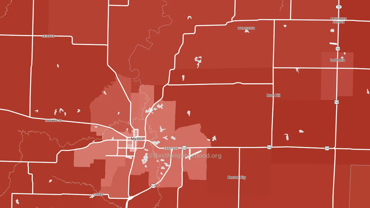 Audrain County, MO block-group political-lean map
