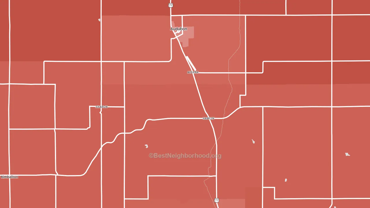 Audubon County, IA block-group political-lean map
