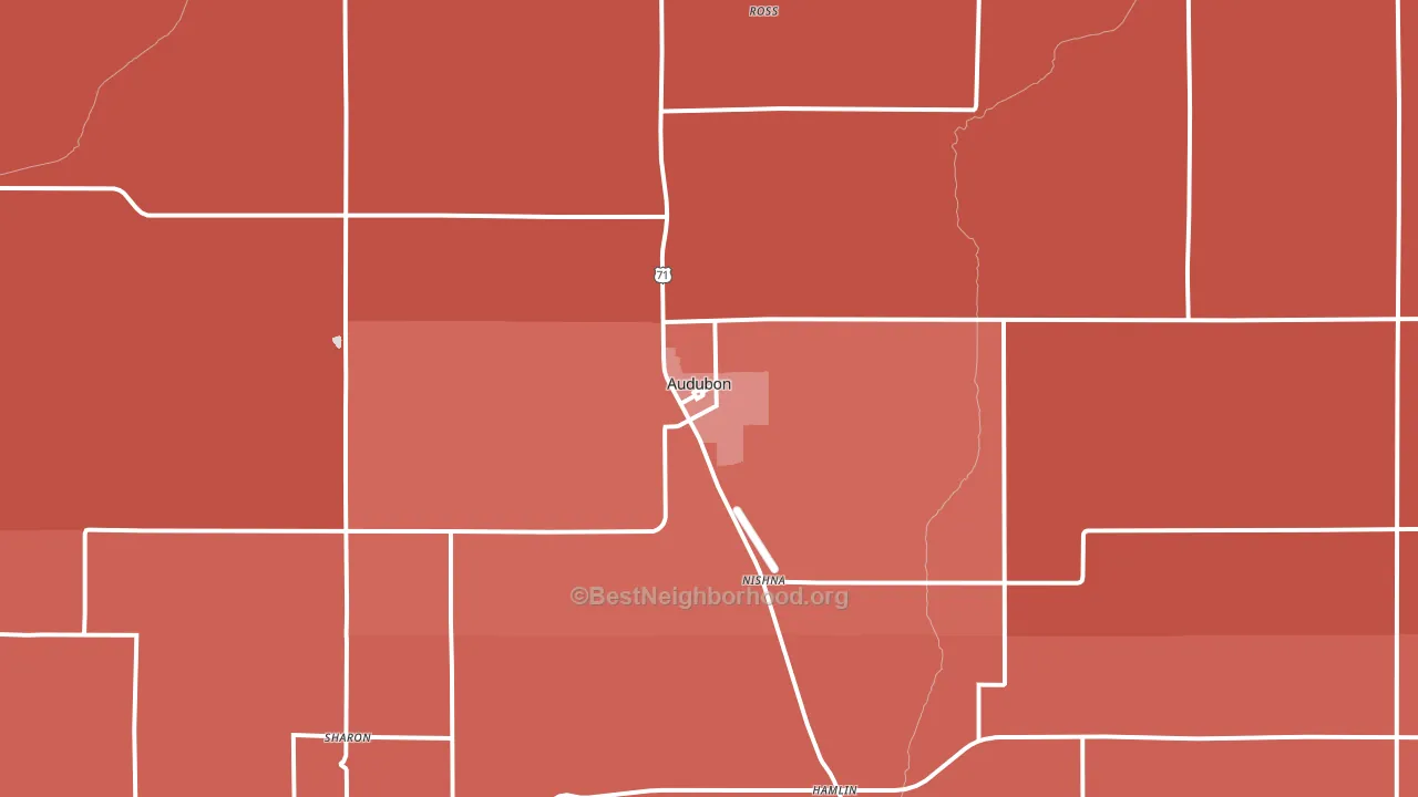 Audubon, IA block-group political-lean map