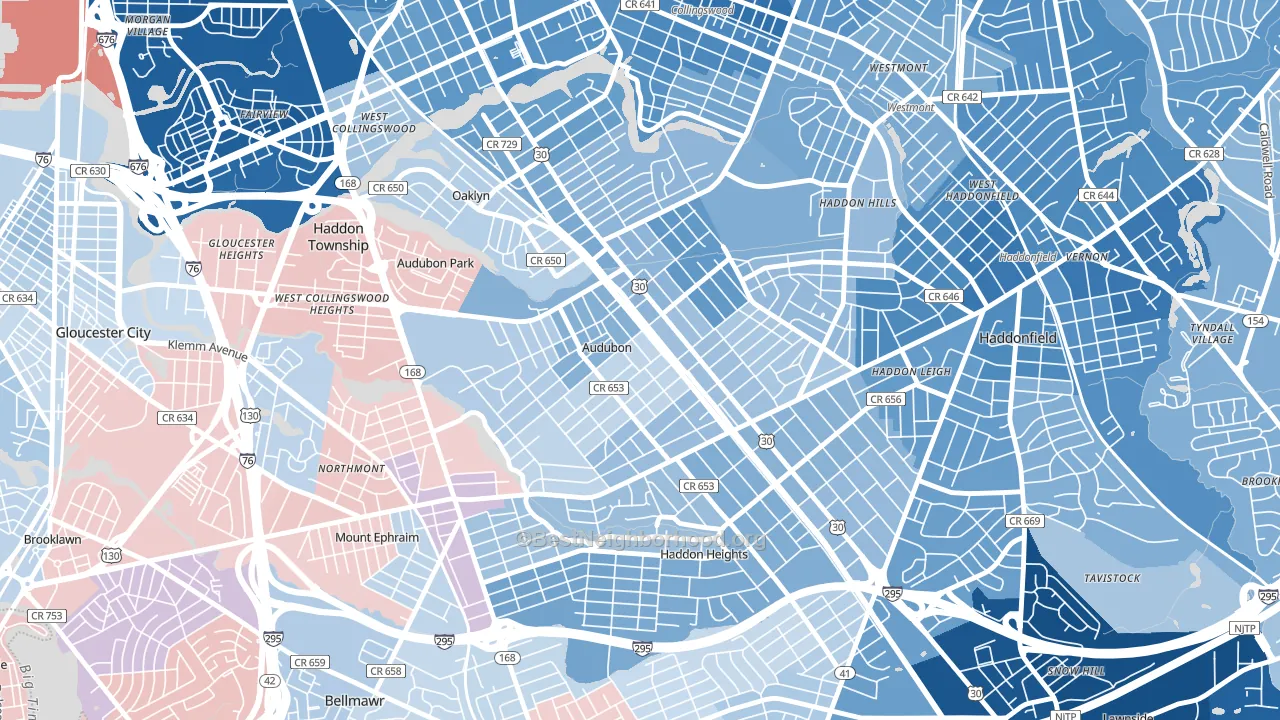 Audubon, NJ block-group political-lean map