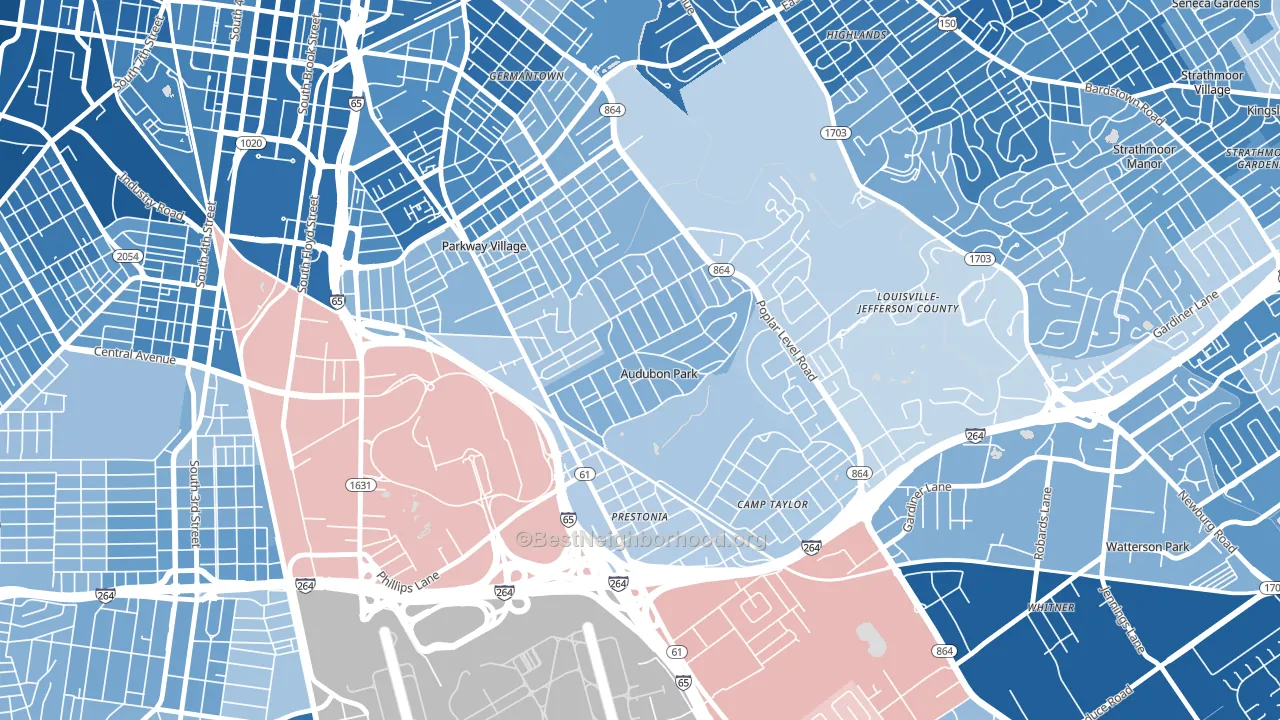 Audubon Park, KY block-group political-lean map