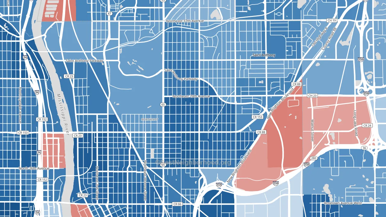 Audubon Park, Minneapolis, MN block-group political-lean map