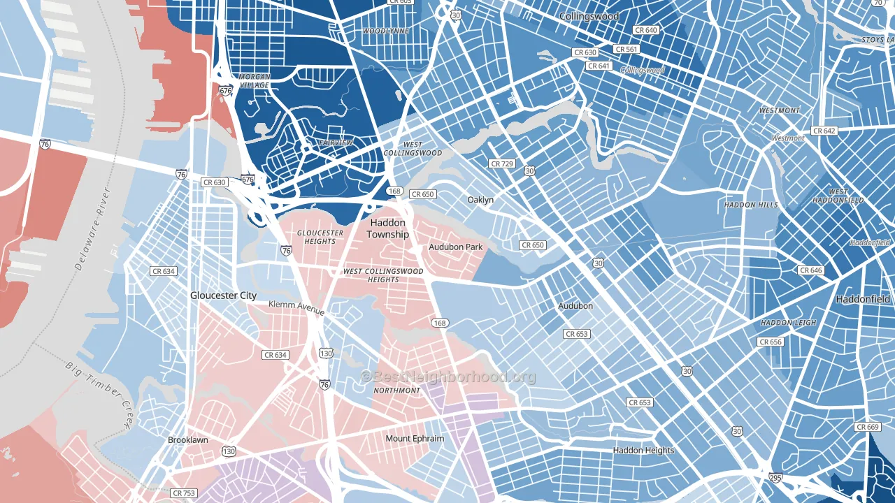 Audubon Park, NJ block-group political-lean map