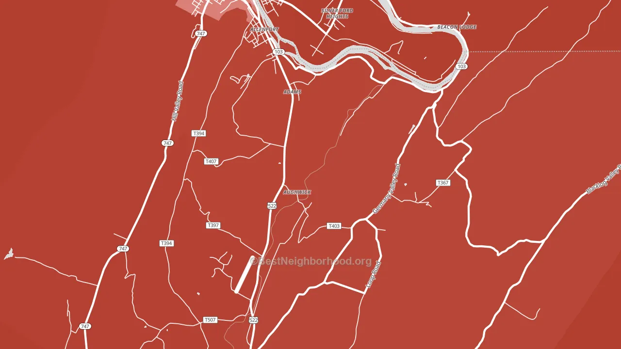 Aughwick, PA block-group political-lean map