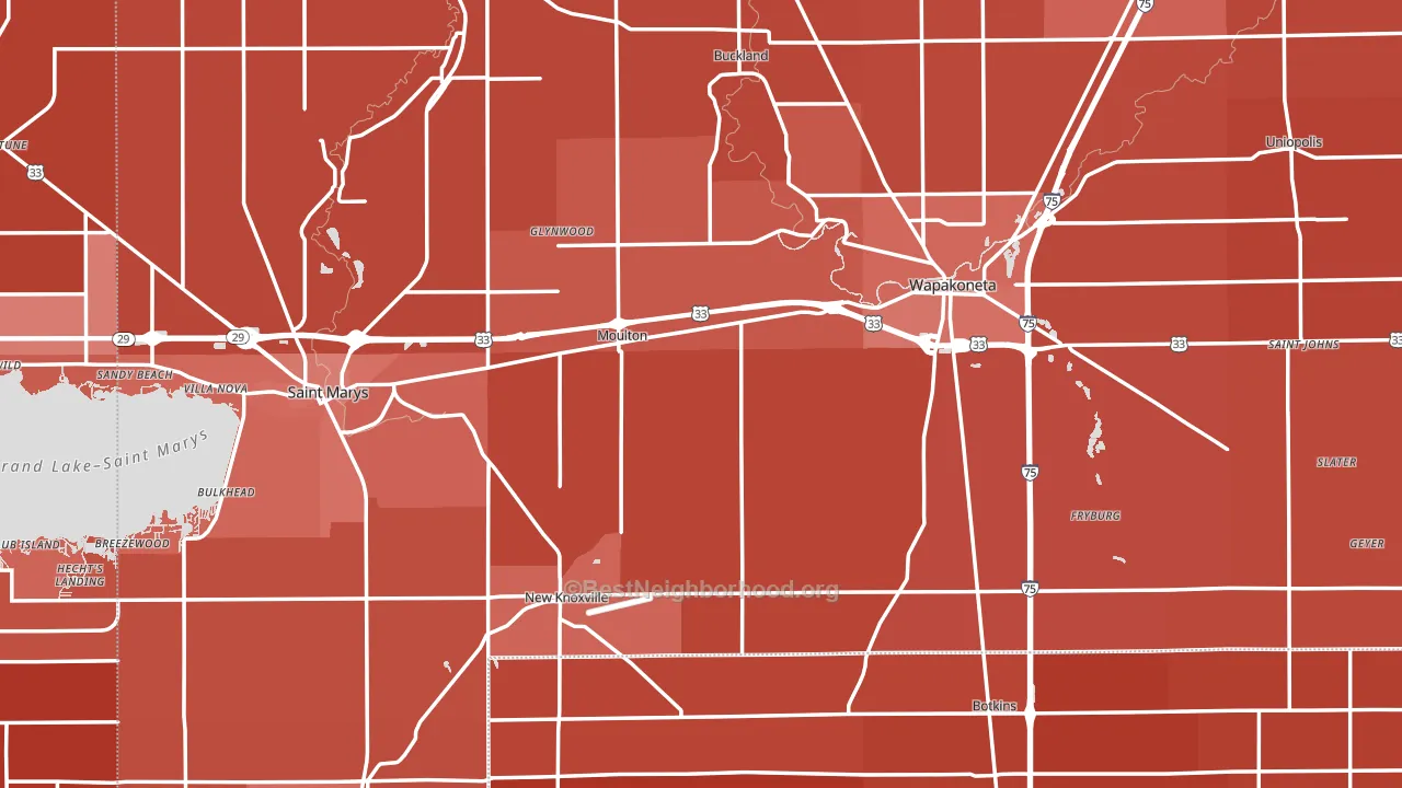 Auglaize County, OH block-group political-lean map