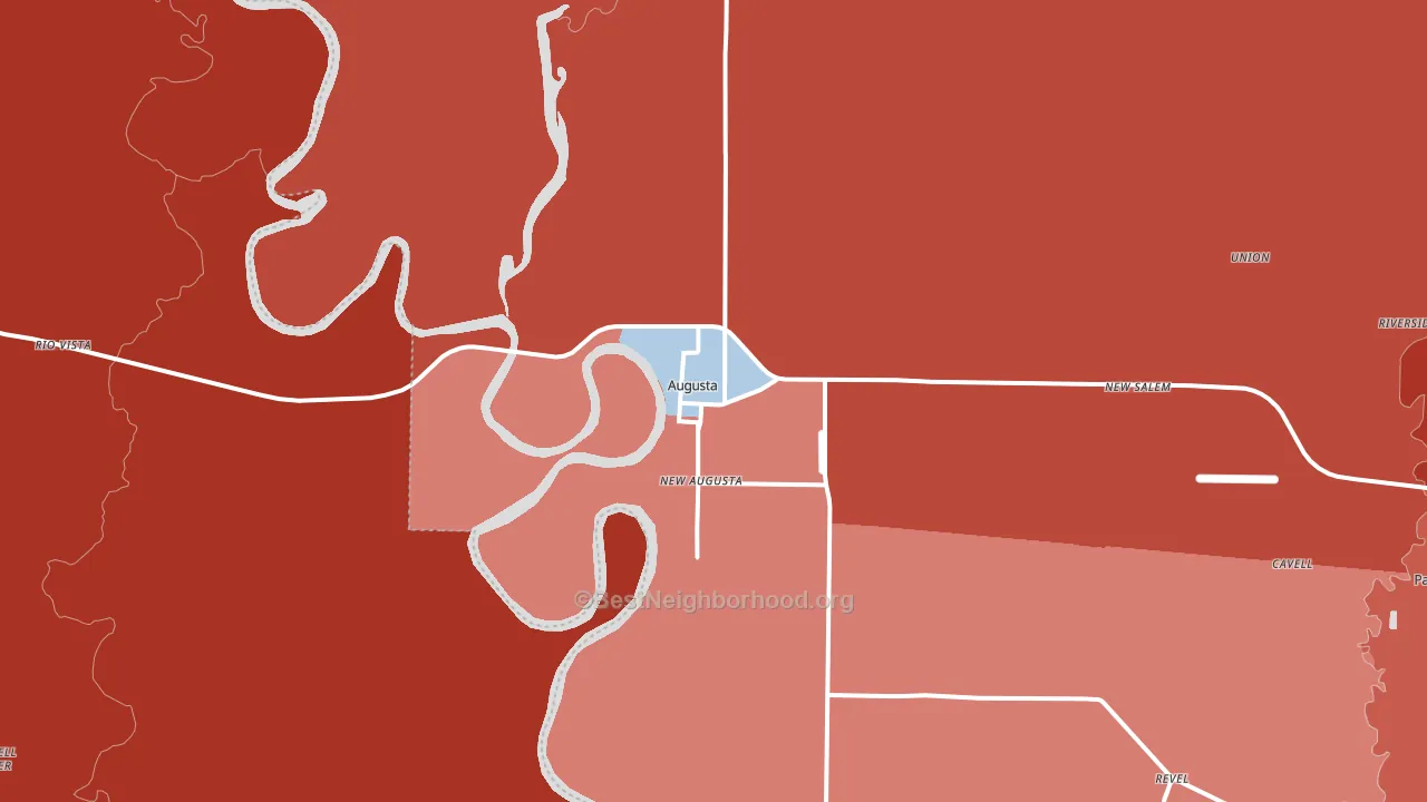 Augusta, AR block-group political-lean map