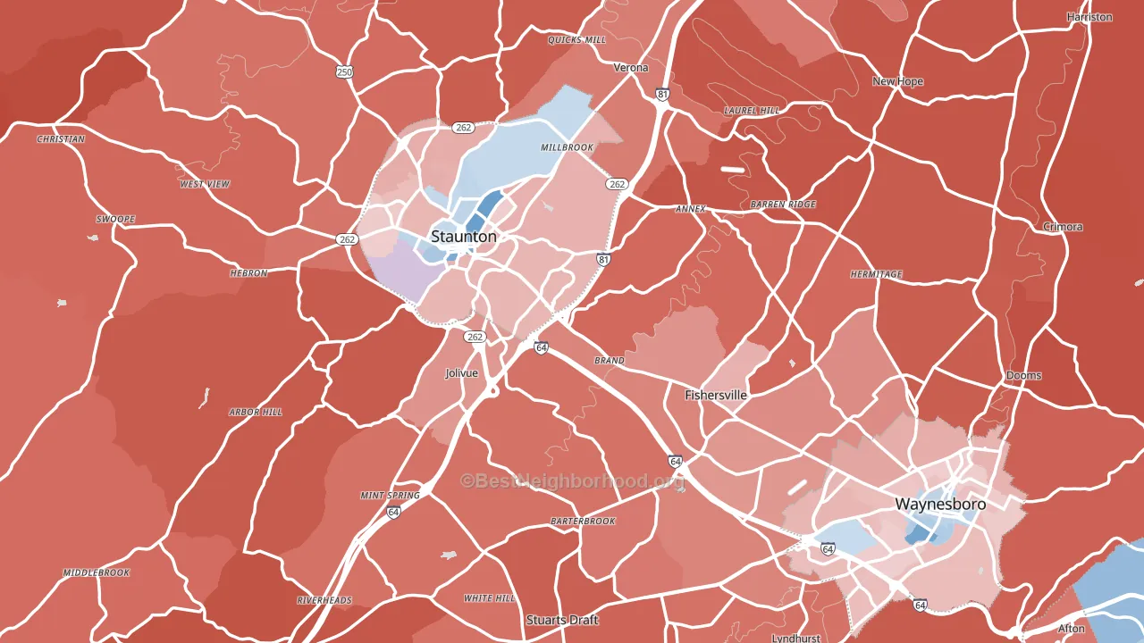 Augusta County, VA block-group political-lean map