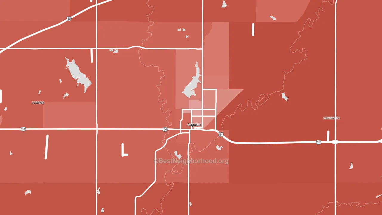 Augusta, KS block-group political-lean map