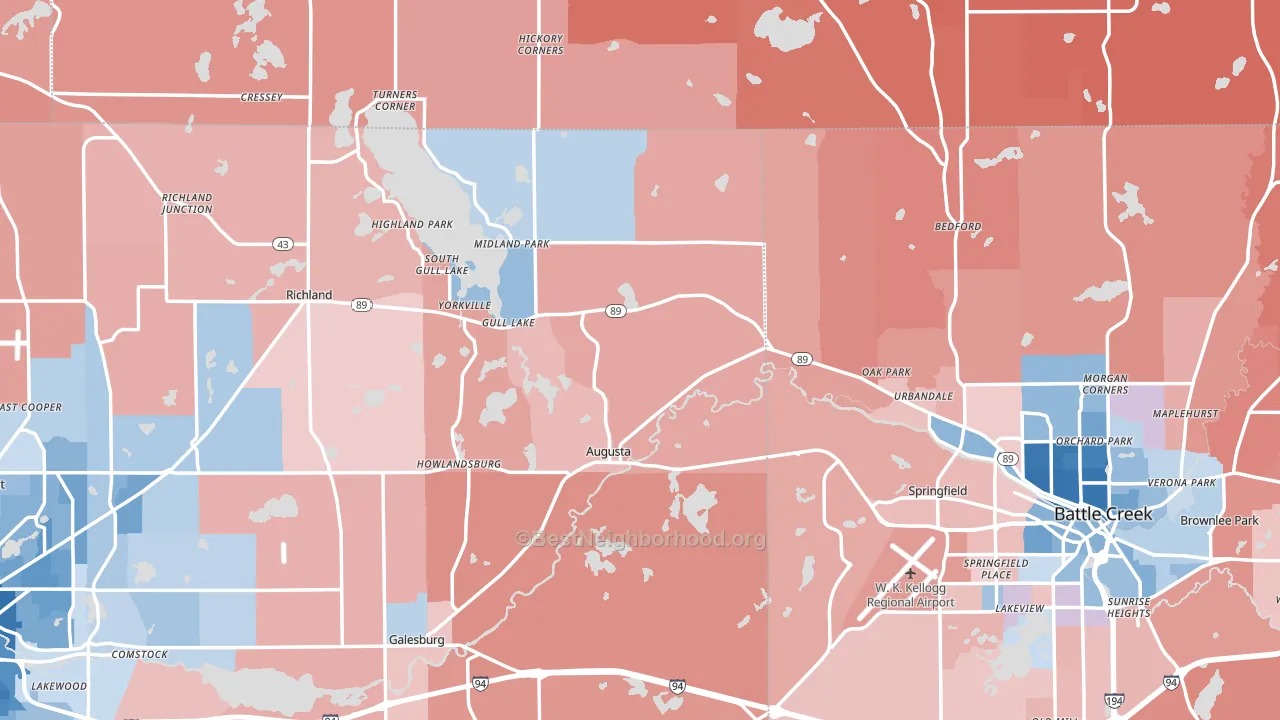 Augusta, MI block-group political-lean map