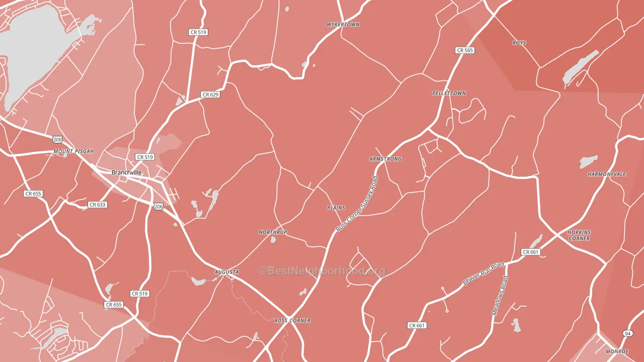 Augusta, NJ block-group political-lean map