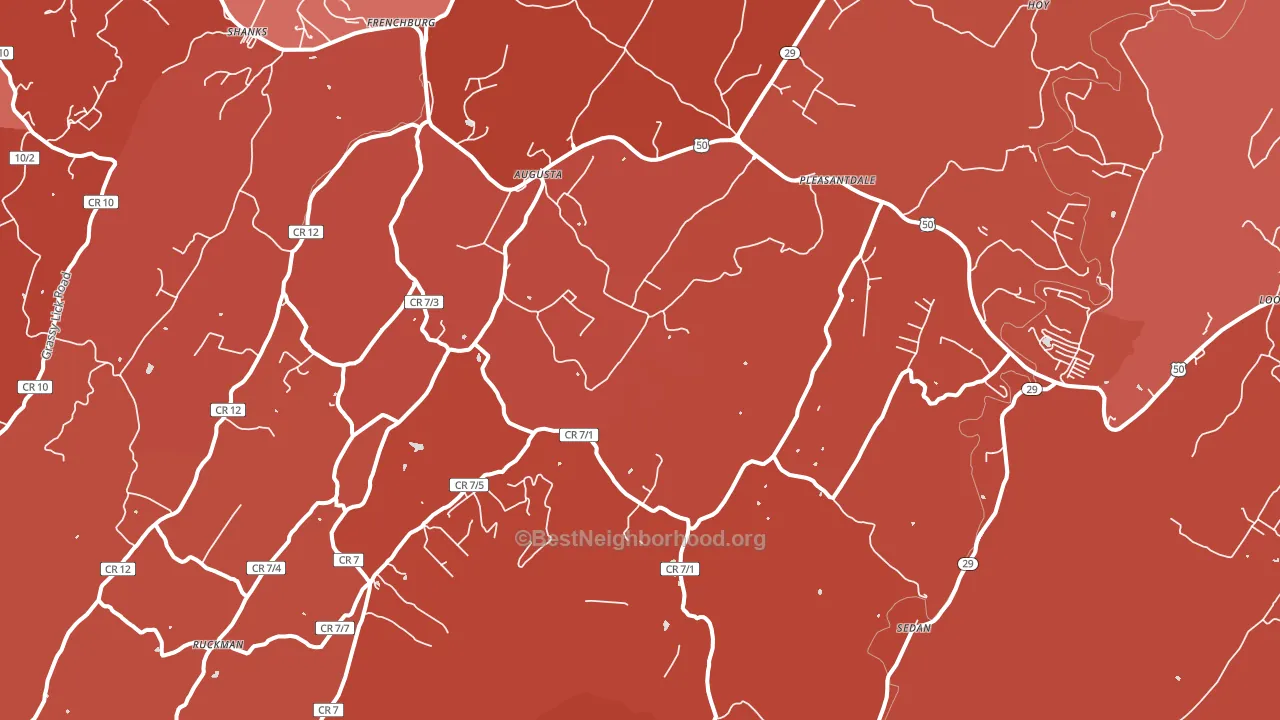 Augusta, WV block-group political-lean map