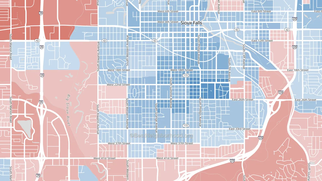 Augustana, Sioux Falls, SD block-group political-lean map