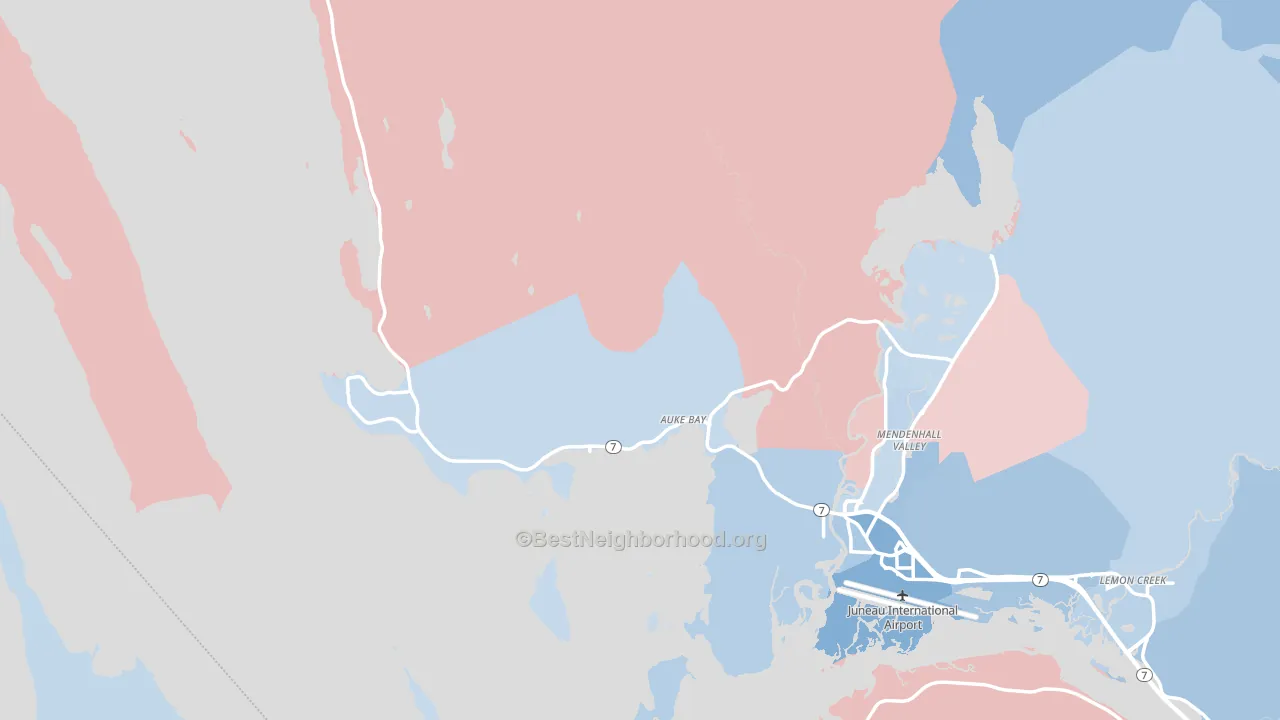 Auke Bay, AK block-group political-lean map