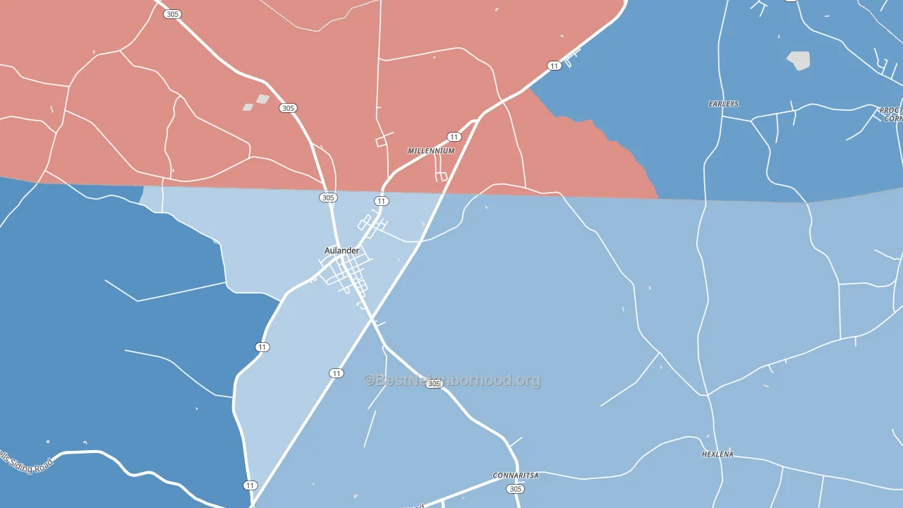 Aulander, NC block-group political-lean map