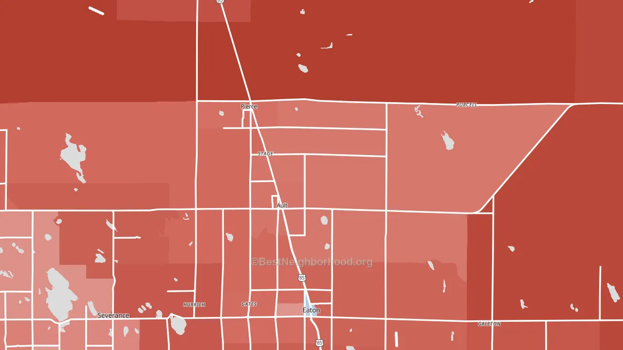 Ault, CO block-group political-lean map