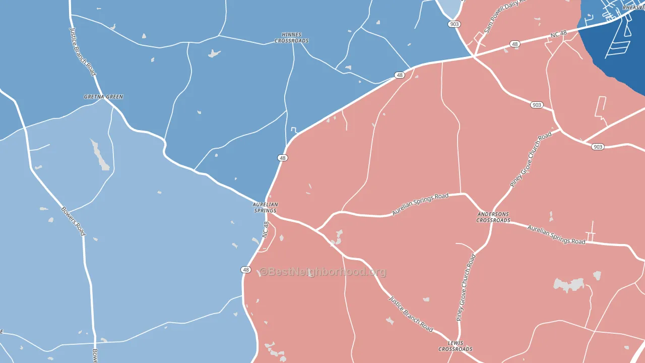 Aurelian Springs, NC block-group political-lean map
