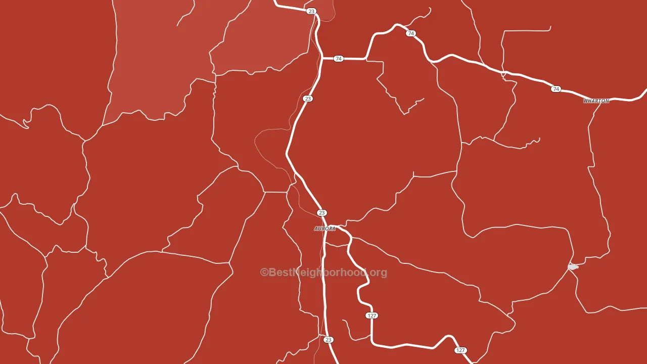 Aurora, AR block-group political-lean map