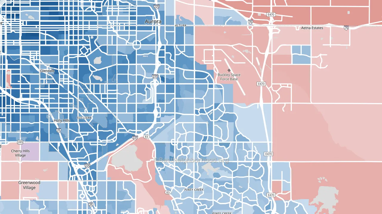 Aurora, CO block-group political-lean map