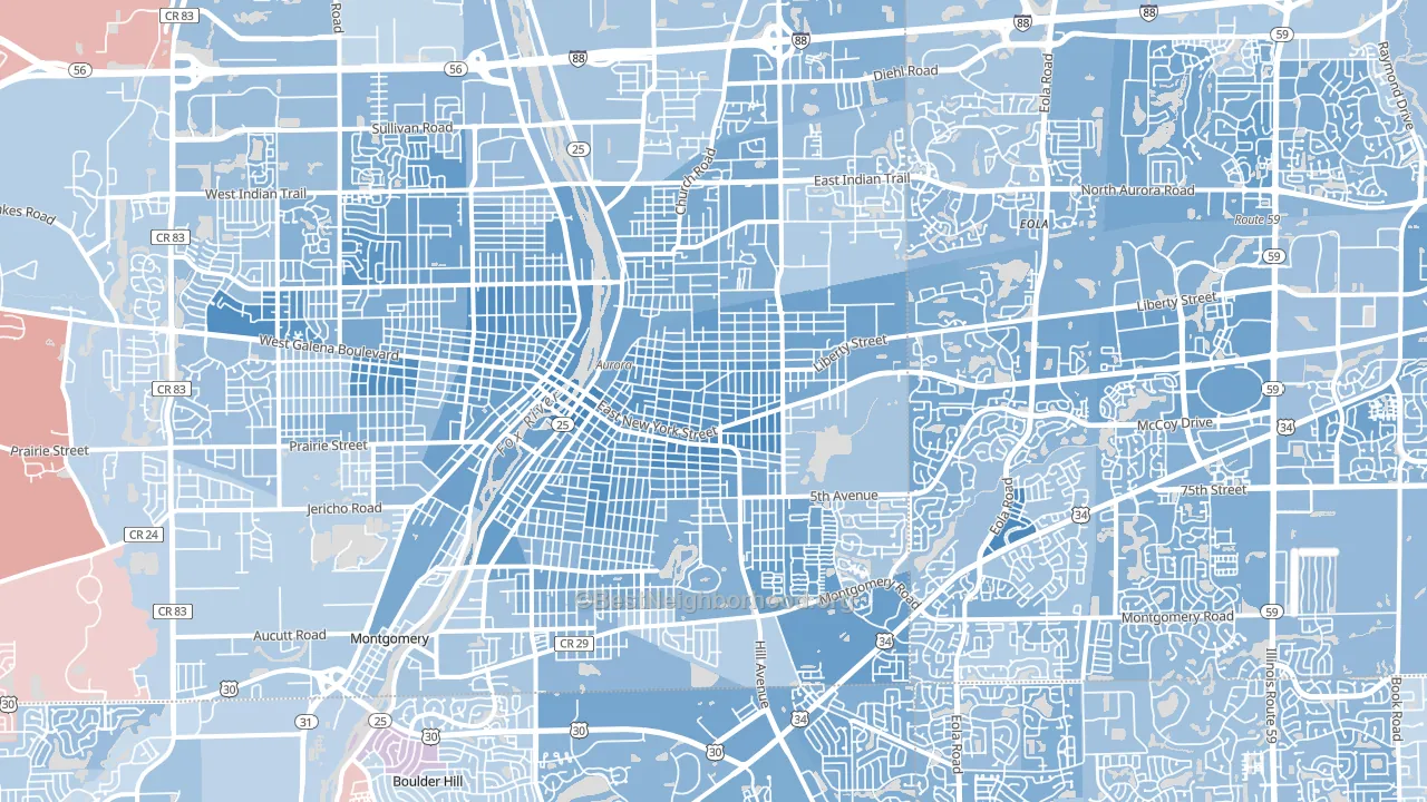 Aurora, IL block-group political-lean map