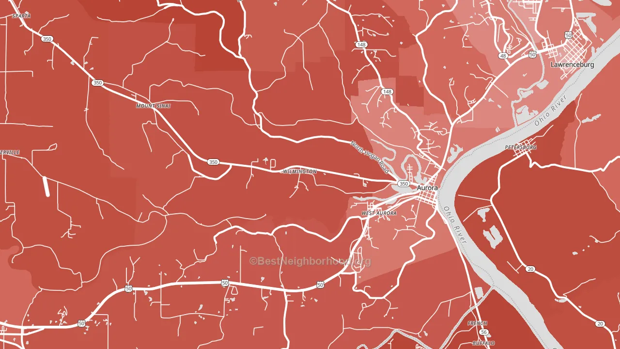 Aurora, IN block-group political-lean map