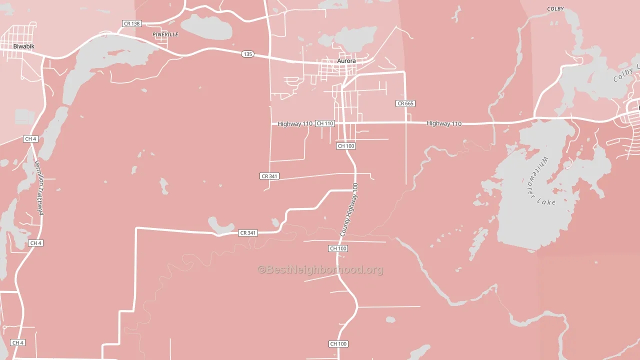 Aurora, MN block-group political-lean map