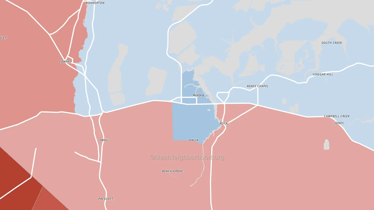 Aurora, NC block-group political-lean map