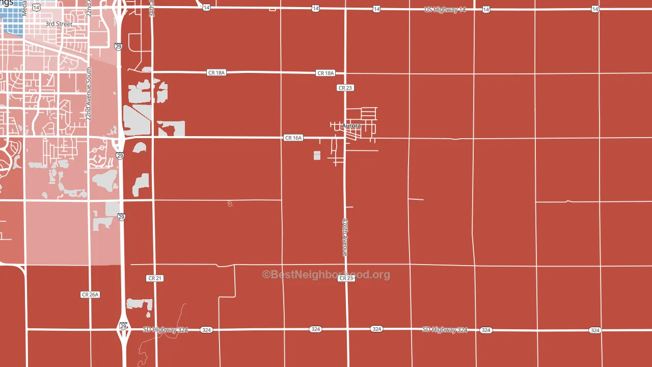 Aurora, SD block-group political-lean map