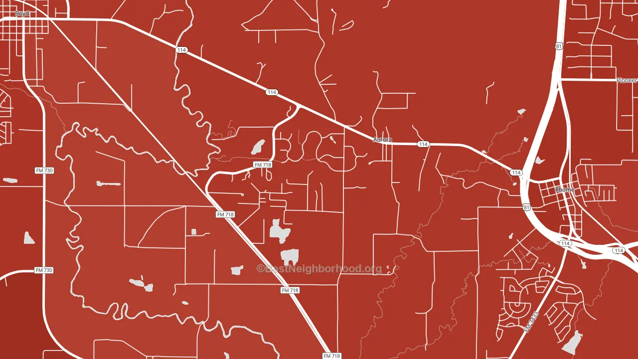 Aurora, TX block-group political-lean map
