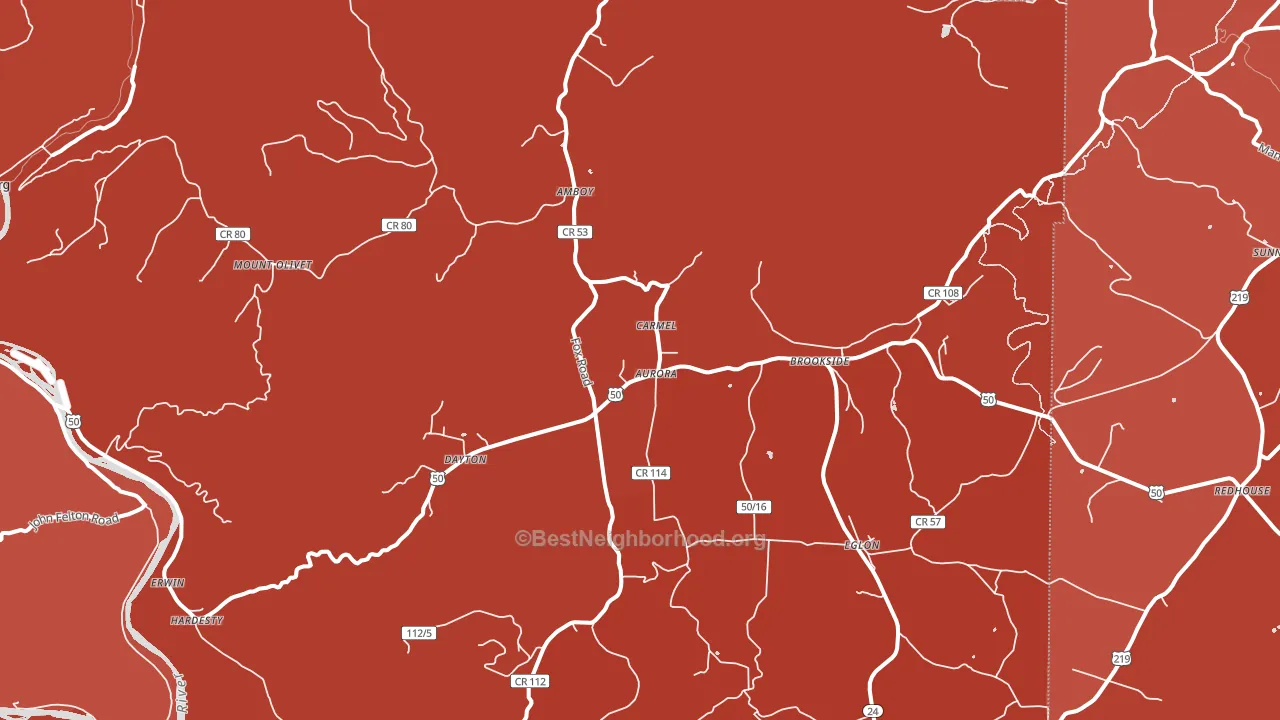 Aurora, WV block-group political-lean map