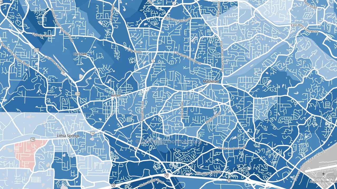 Austell, GA block-group political-lean map