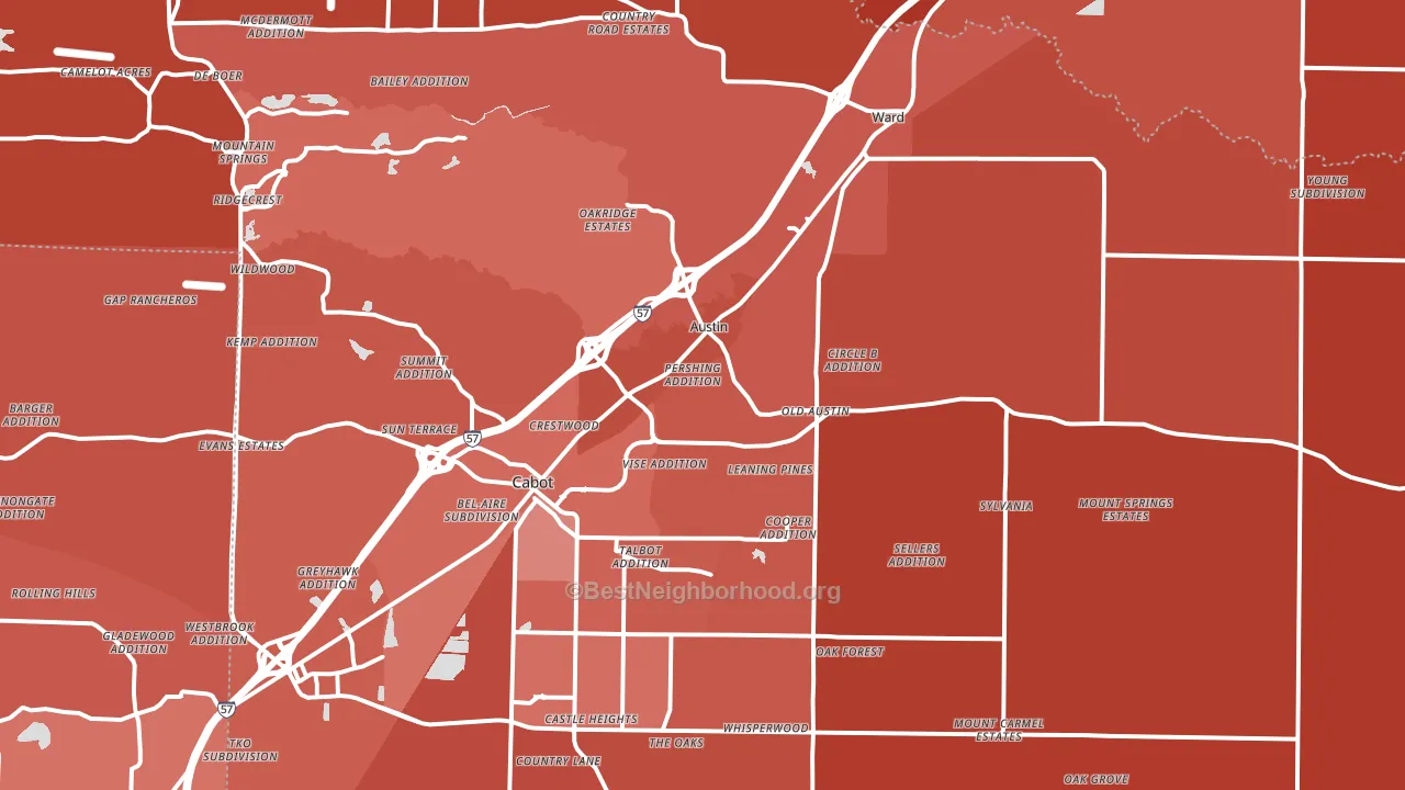 Austin, AR block-group political-lean map