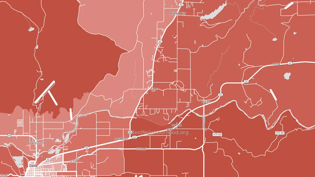 Austin, CO block-group political-lean map