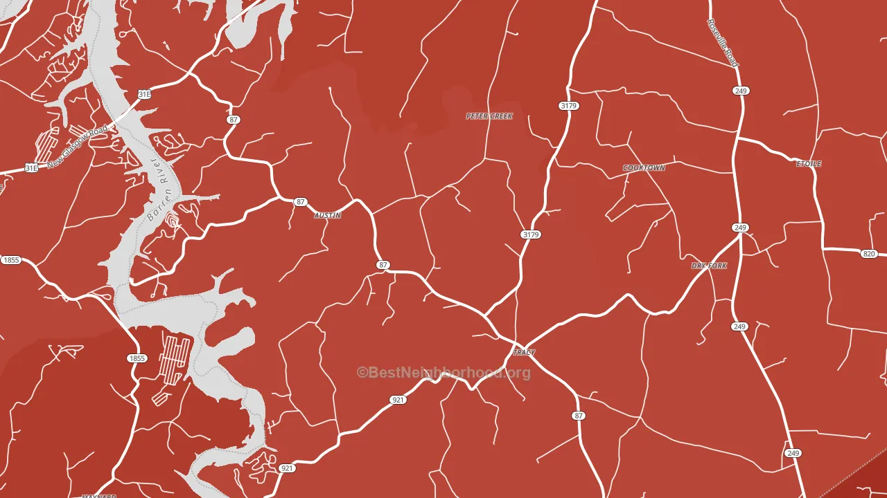 Austin, KY block-group political-lean map