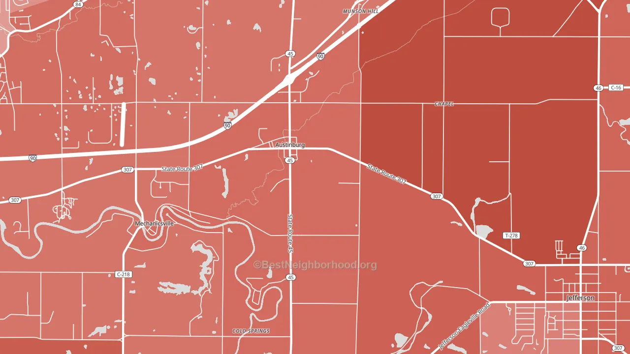 Austinburg, OH block-group political-lean map