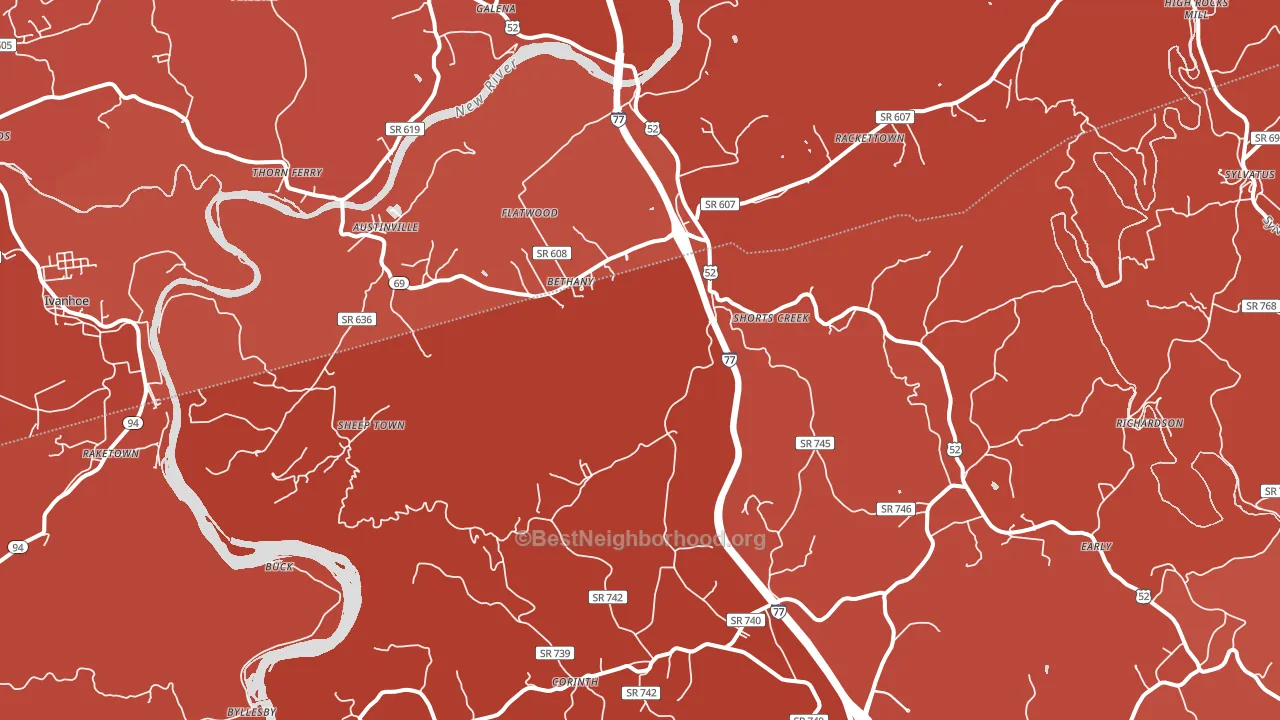Austinville, VA block-group political-lean map