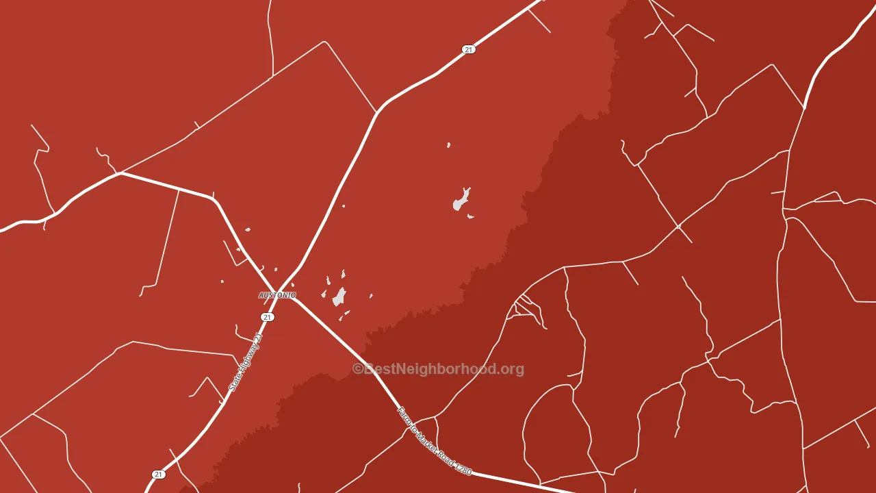 Austonio, TX block-group political-lean map