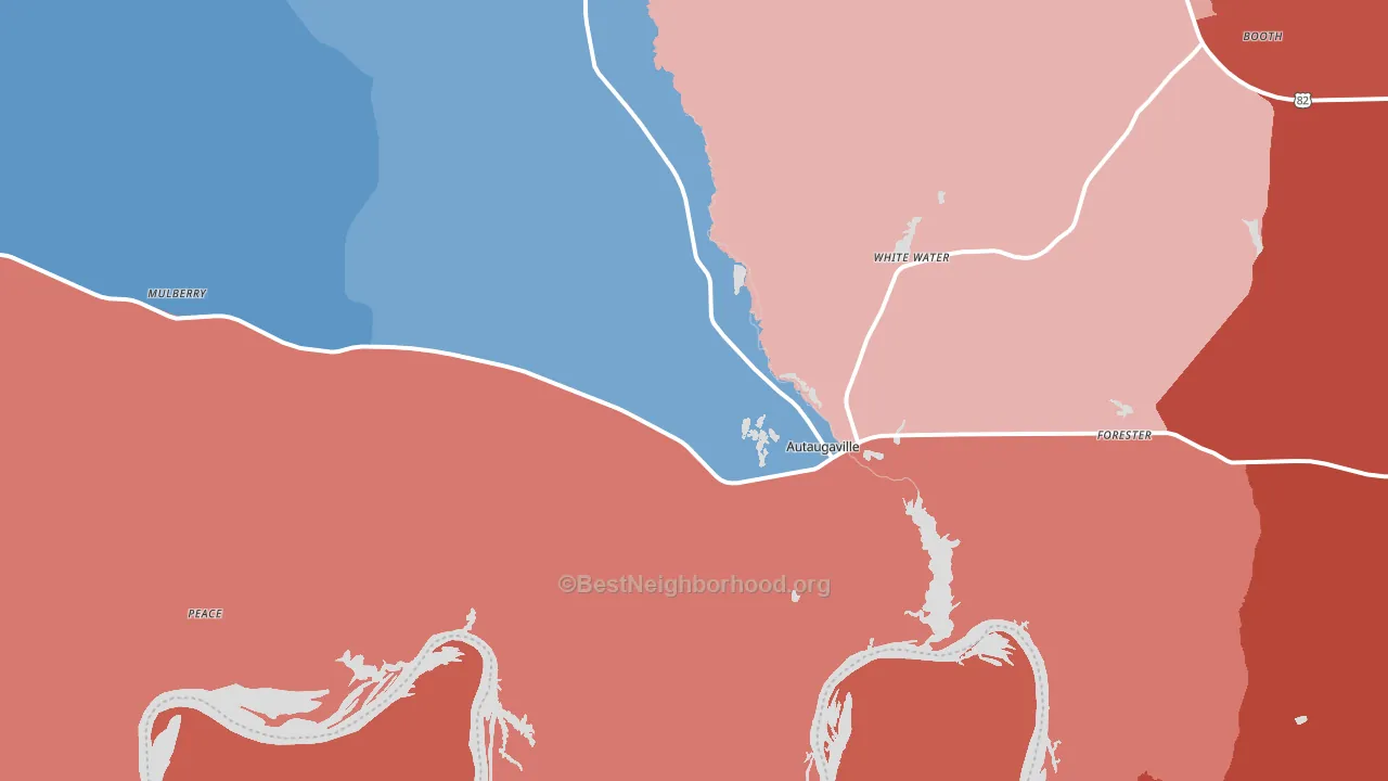 Autaugaville, AL block-group political-lean map
