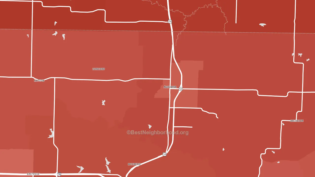 Auxvasse, MO block-group political-lean map