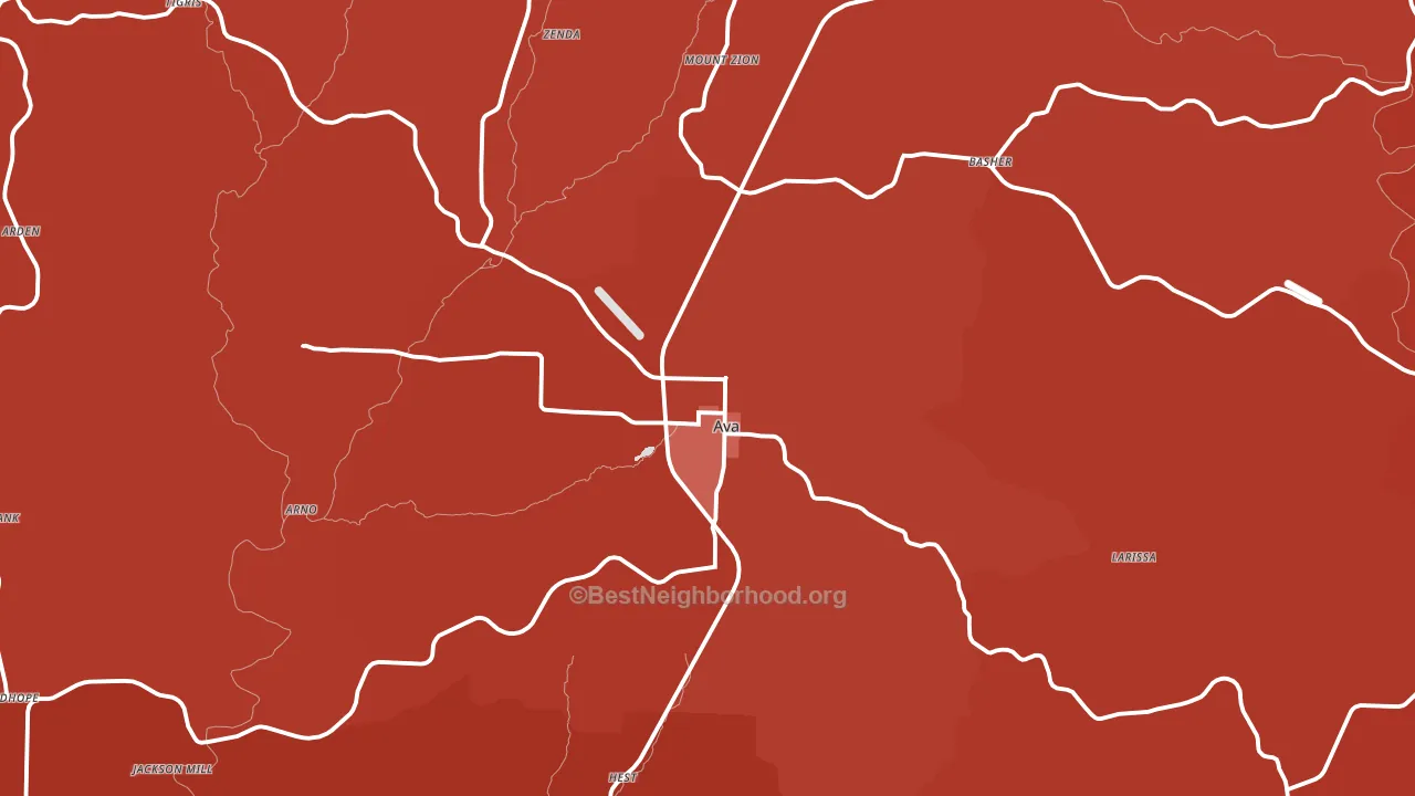 Ava, MO block-group political-lean map