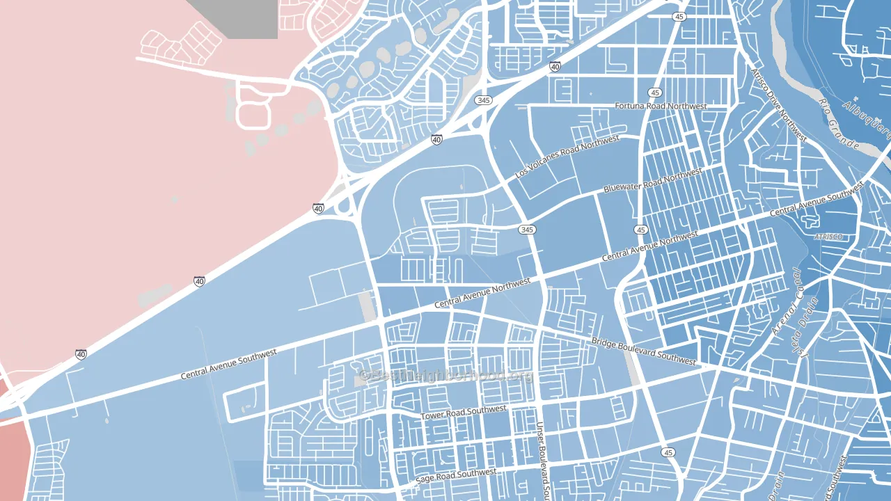 Avalon, Albuquerque, NM block-group political-lean map