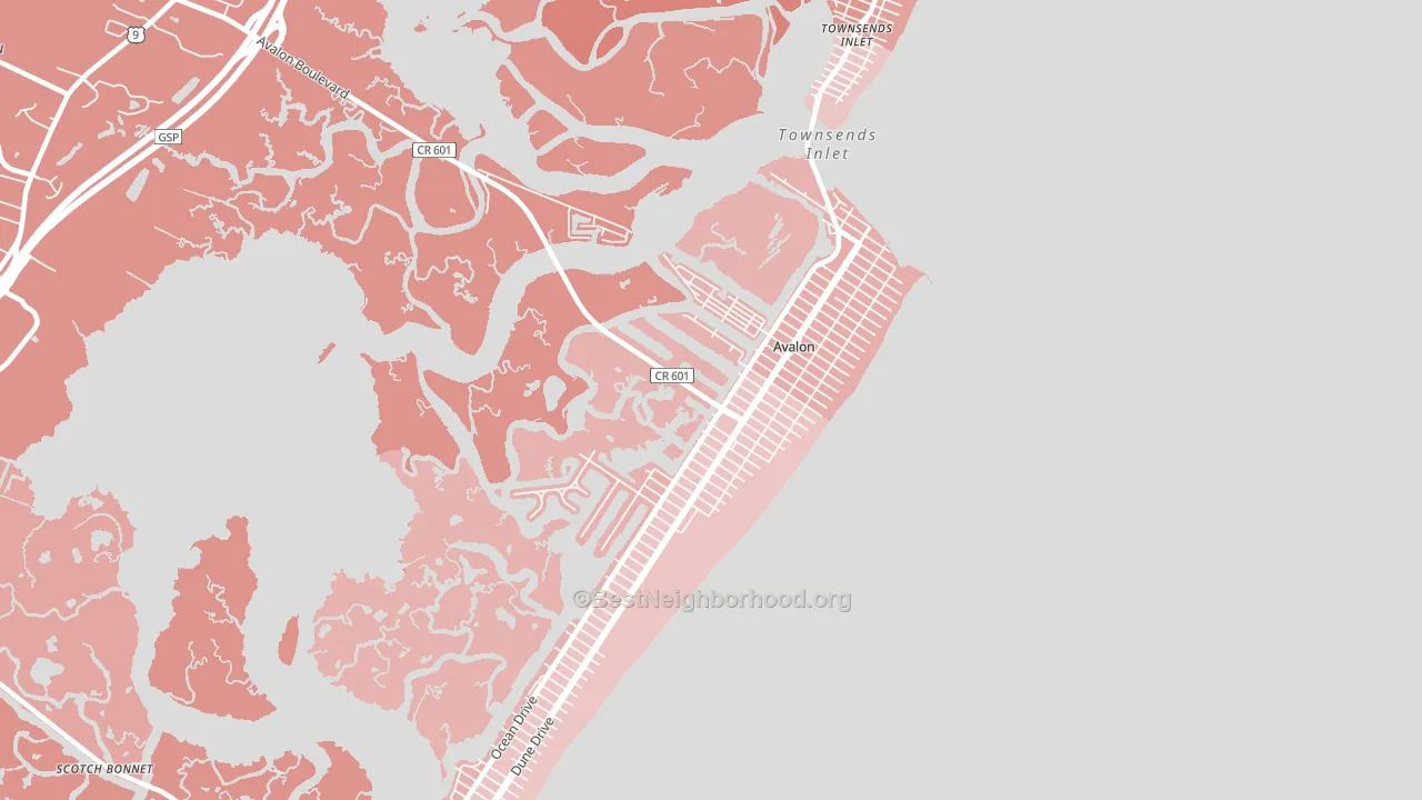 Avalon, NJ block-group political-lean map