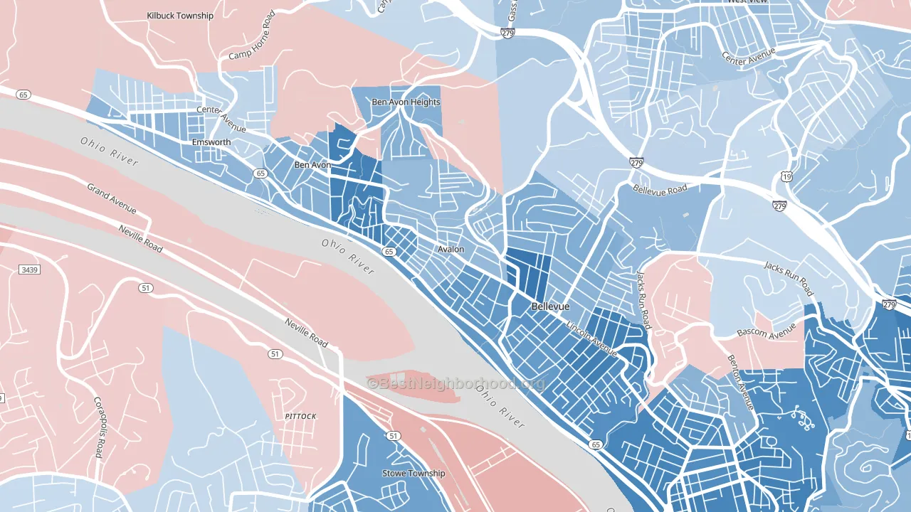 Avalon, PA block-group political-lean map