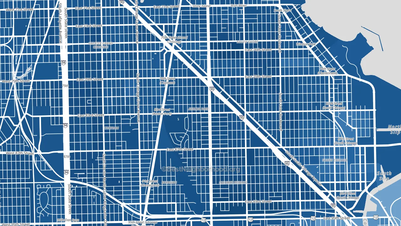 Avalon Park, Chicago, IL block-group political-lean map